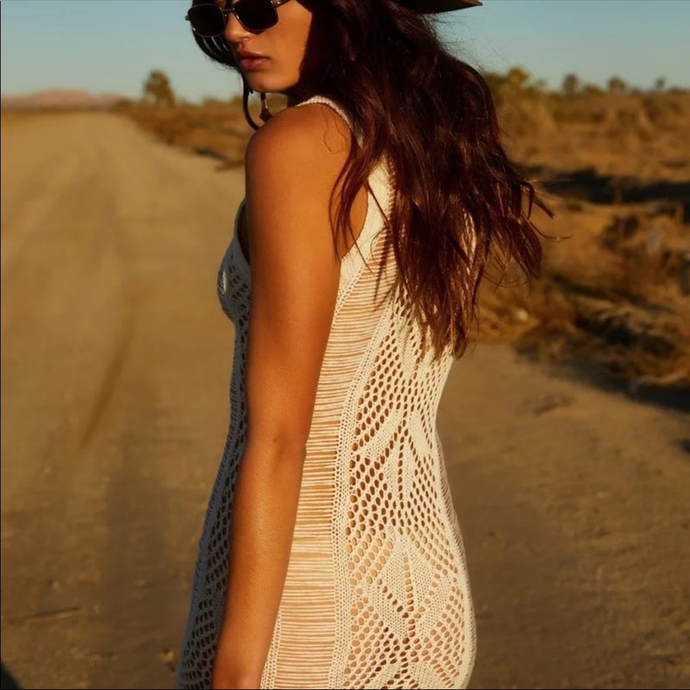 Callie Crochet Fringe Festival Dress Beach Boho - Picture 4 of 6